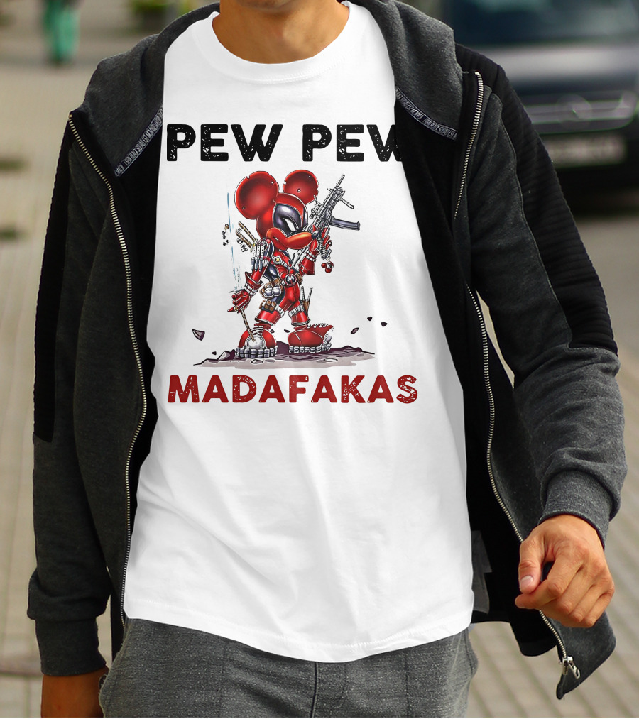 Pew Pew Madafakas Mickey Deadpool Mashup T-Shirt