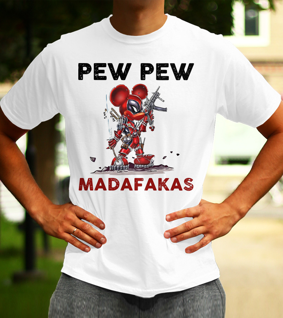 Pew Pew Madafakas Mickey Deadpool Mashup T-Shirt