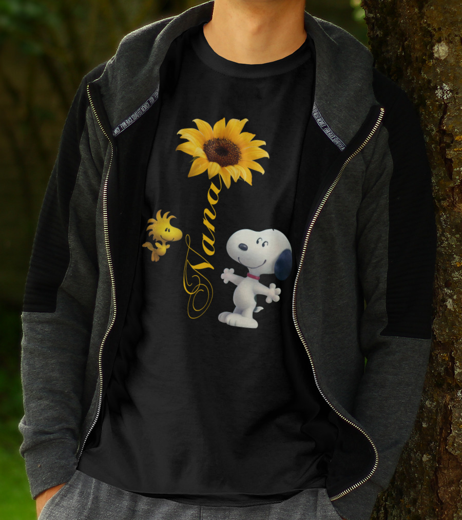 Nana Sunflower With Snoopy And Woodstock Peanuts T-Shirt