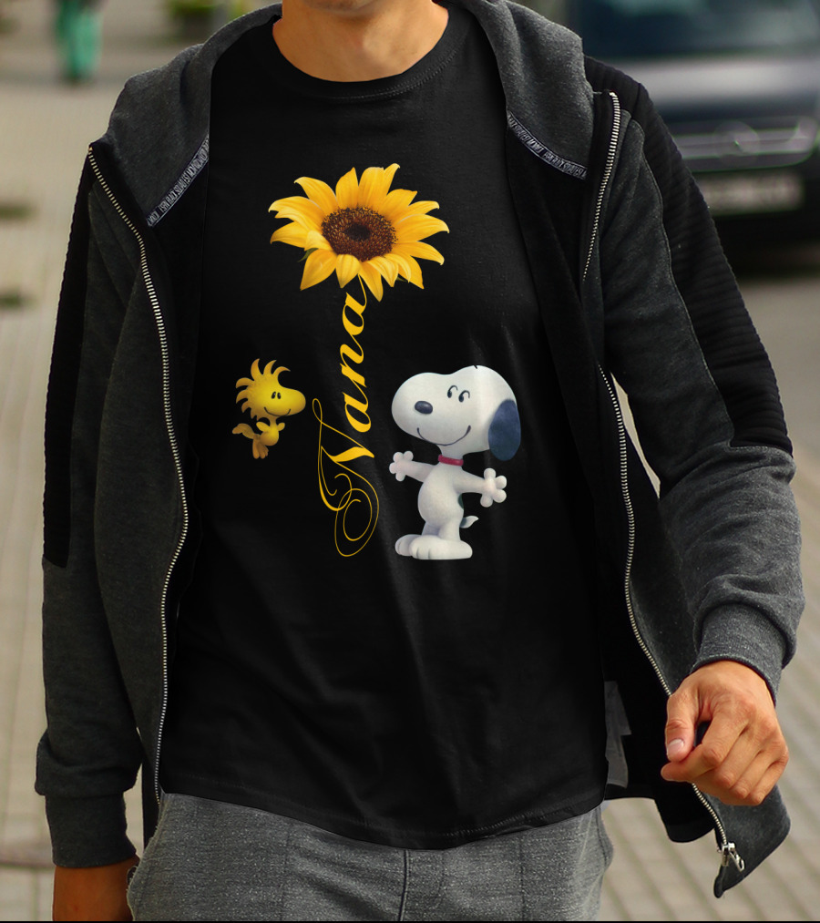 Nana Sunflower With Snoopy And Woodstock Peanuts T-Shirt