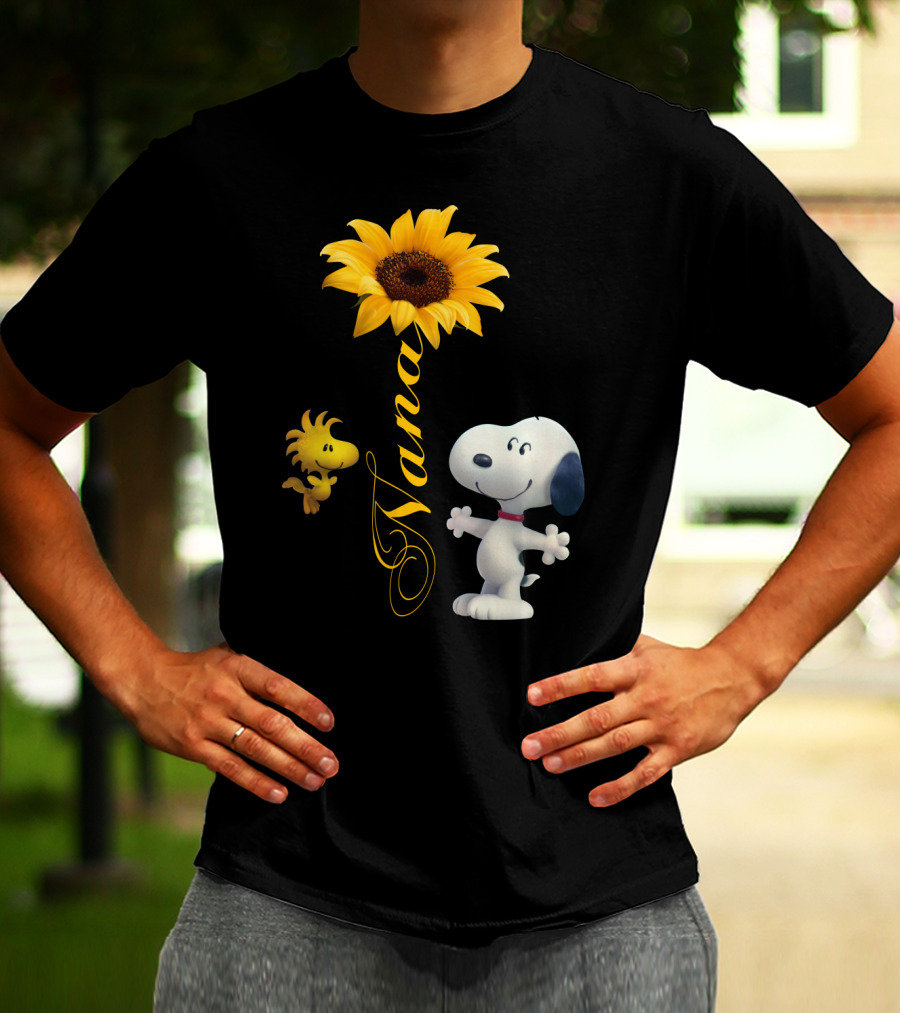 Nana Sunflower With Snoopy And Woodstock Peanuts T-Shirt