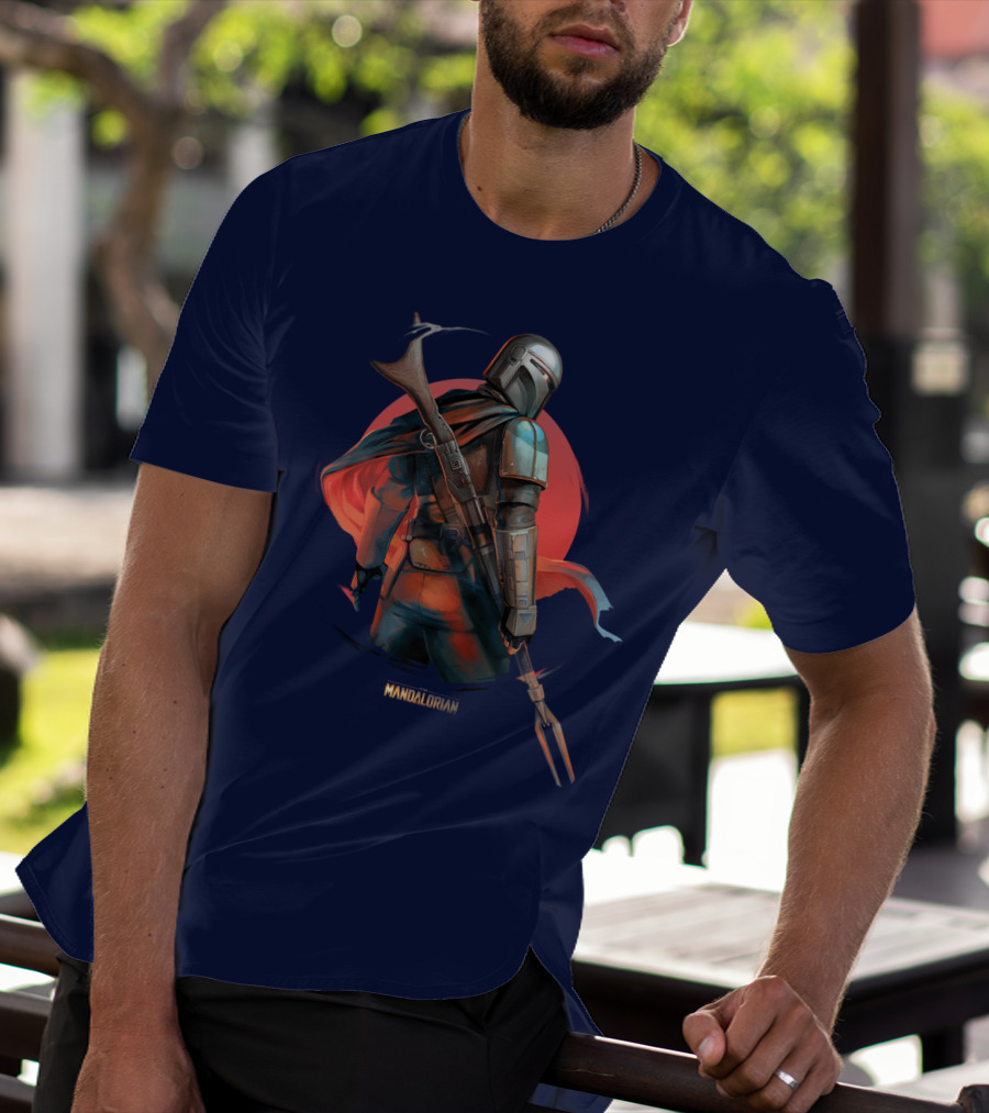 Mandalorian Warrior In Front Of Red Sun T-Shirt