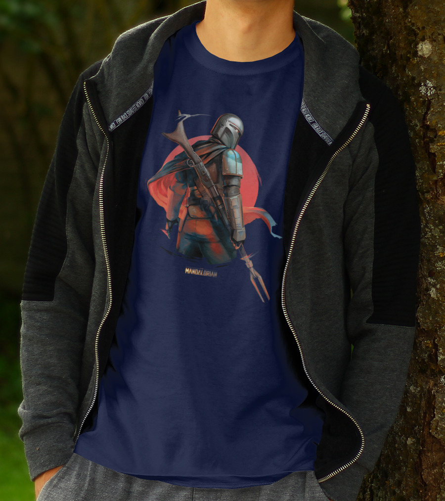 Mandalorian Warrior In Front Of Red Sun T-Shirt