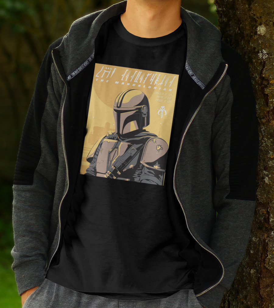 The Mandalorian Cell Shade Star Wars Bounty Hunter Art Deco T-Shirt