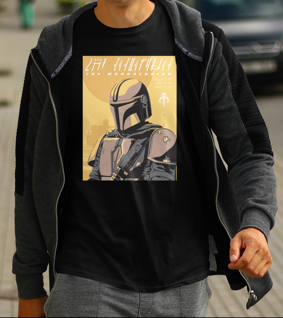 The Mandalorian Cell Shade Star Wars Bounty Hunter Art Deco T-Shirt