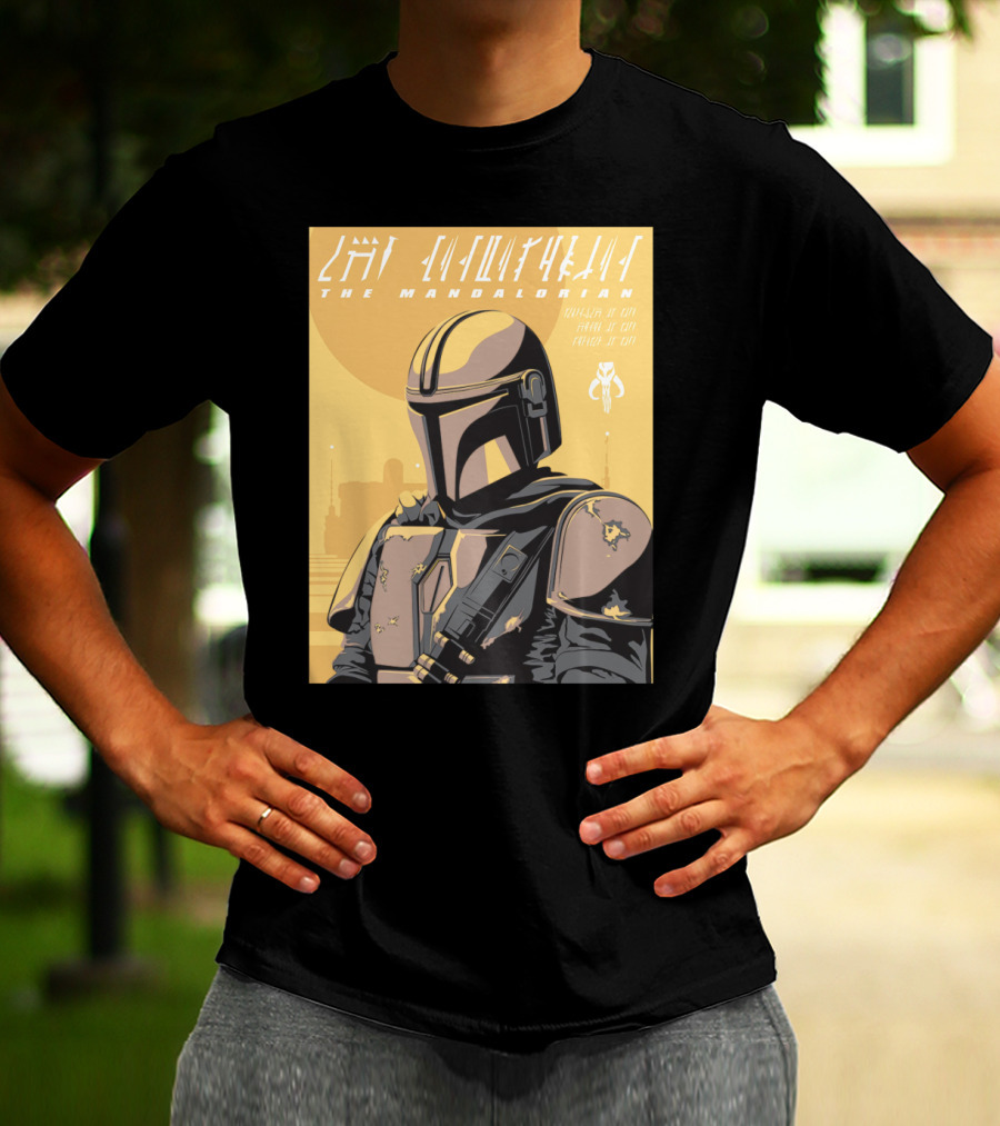 The Mandalorian Cell Shade Star Wars Bounty Hunter Art Deco T-Shirt