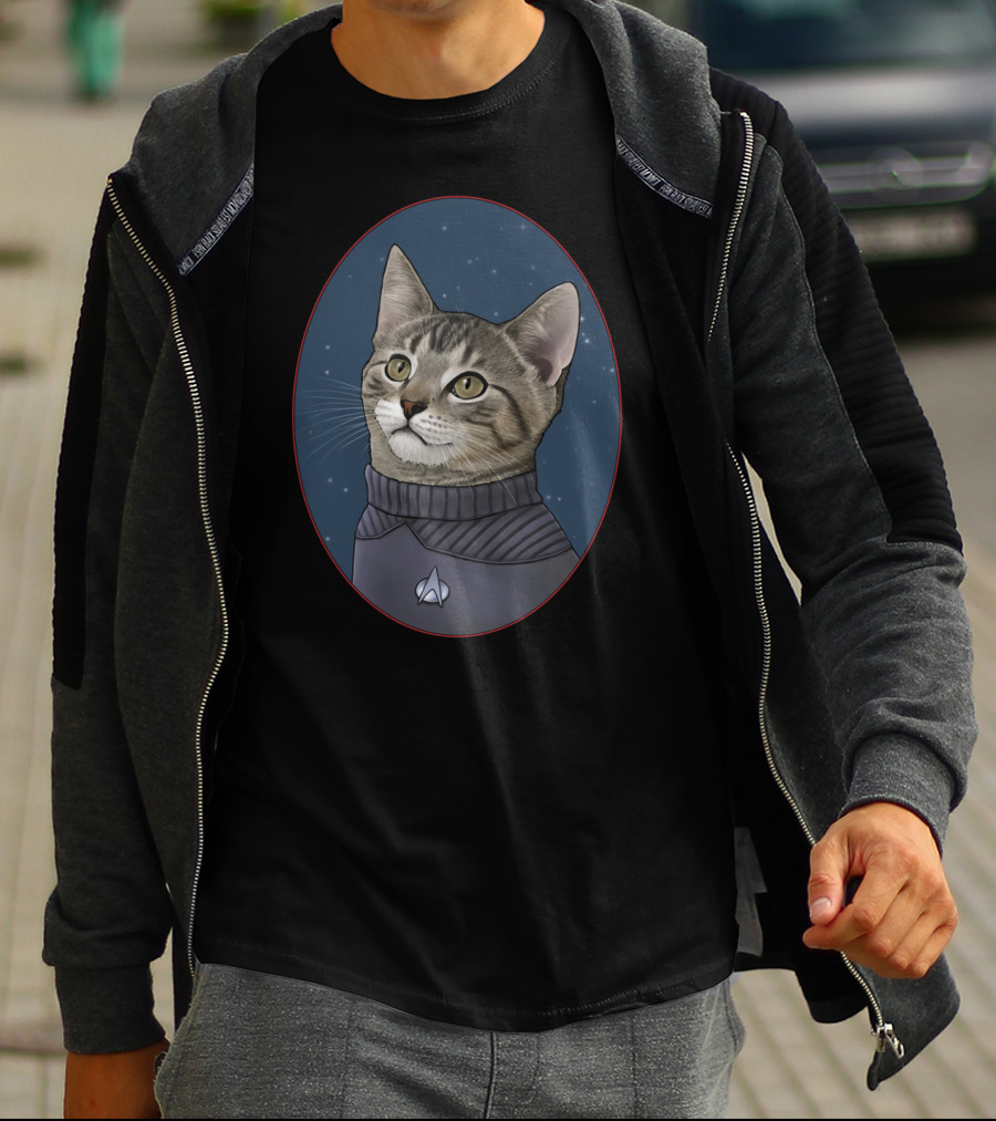 Wesley Cat Starfleet Uniform Star Trek Feline Commander T-Shirt