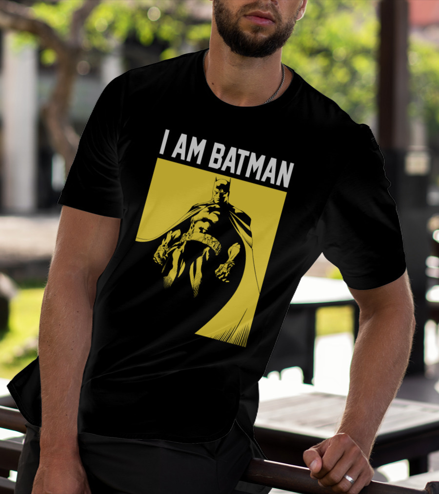 I Am Batman Yellow Black Bold Shadow T-Shirt