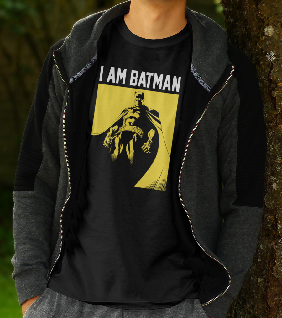 I Am Batman Yellow Black Bold Shadow T-Shirt