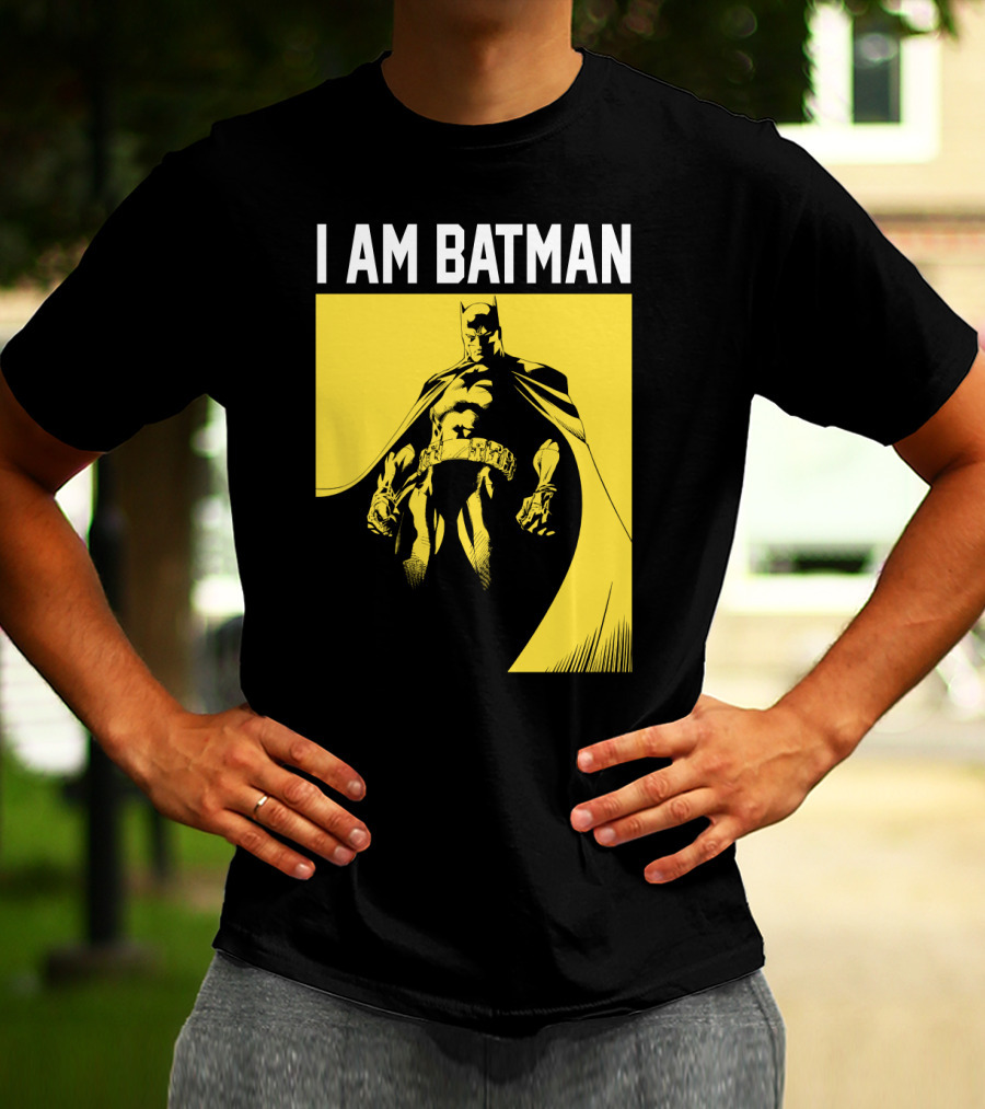 I Am Batman Yellow Black Bold Shadow T-Shirt