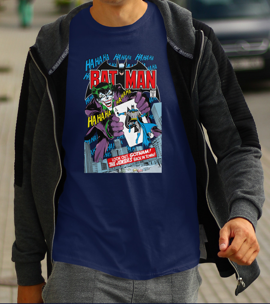 BATMAN Look Out Gotham The Joker's Back In Town HA HA HA T-Shirt