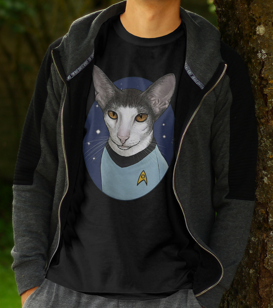 Star Trek Spock Cat With Starfleet Uniform And Vulcan Ears T-Shirt