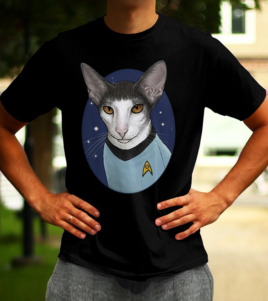 Star Trek Spock Cat With Starfleet Uniform And Vulcan Ears T-Shirt