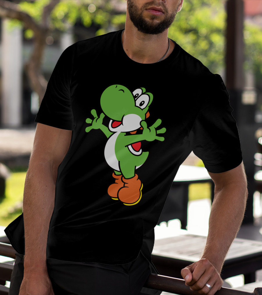 Yoshi Jump Green Dinosaur Iconic Character Image T-Shirt