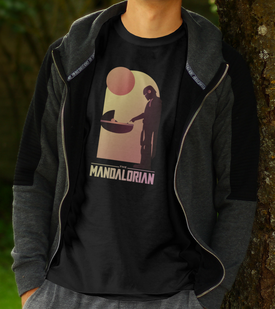 The Mandalorian Bounty Hunter Encounter Sunset Scene T-Shirt