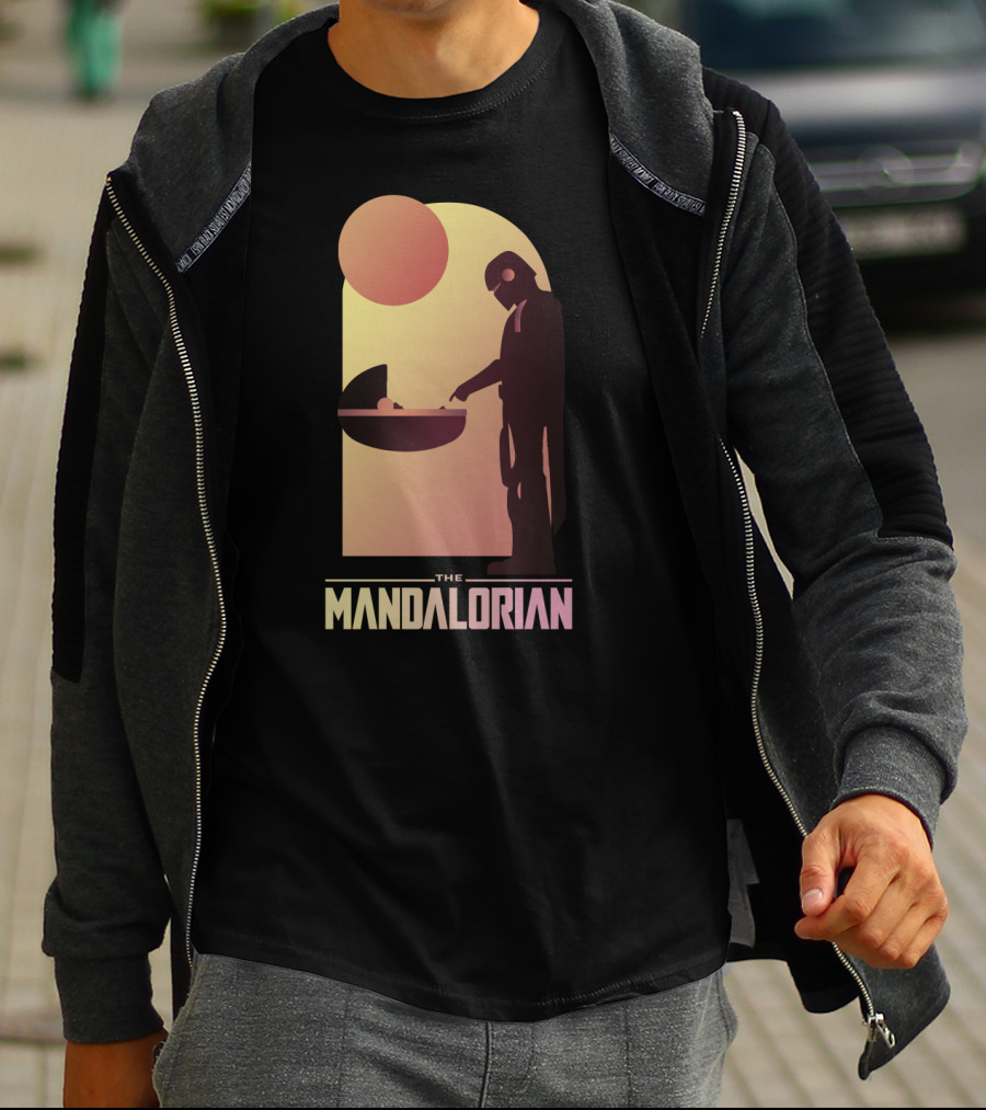 The Mandalorian Bounty Hunter Encounter Sunset Scene T-Shirt