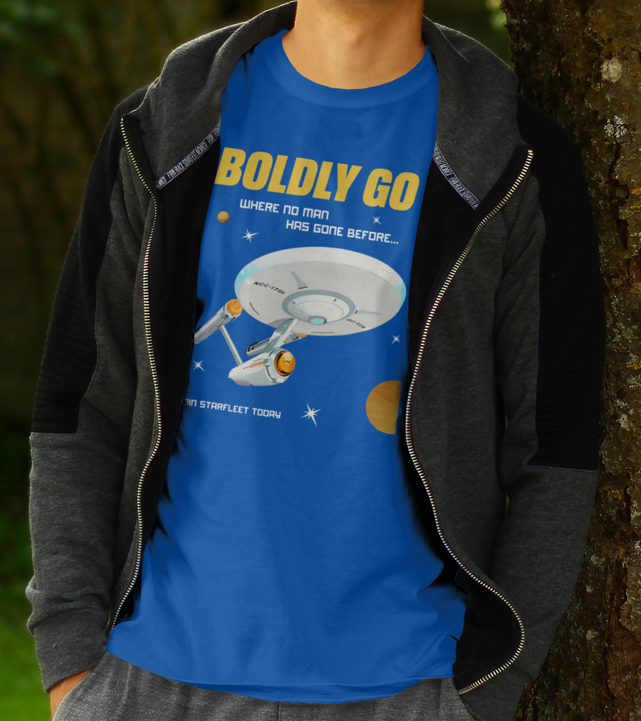 BOLDLY GO WHERE NO MAN HAS GONE BEFORE JOIN STARFLEET TODAY NCC-1701 T-Shirt