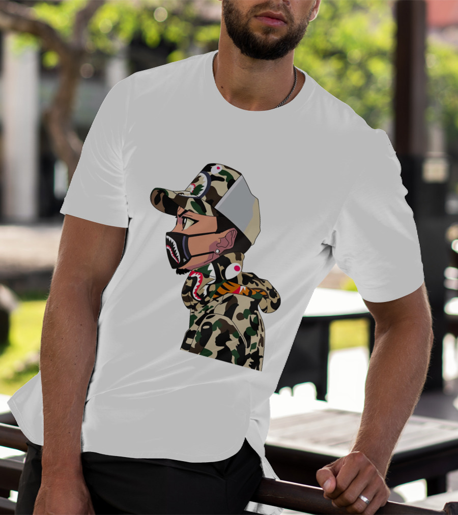 The Boondocks GT Camo Shark Face Mask Hat Hoodie Anime T-Shirt