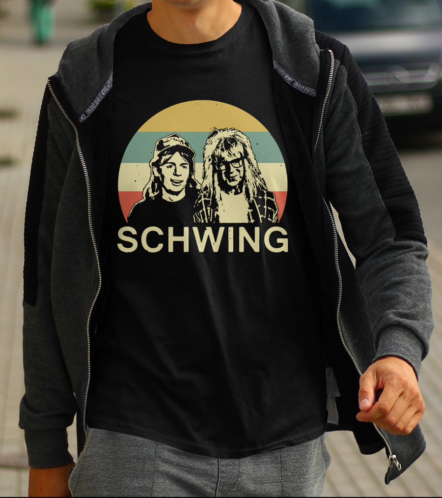 Wayne's World Schwing Retro Vintage Stripes T-Shirt