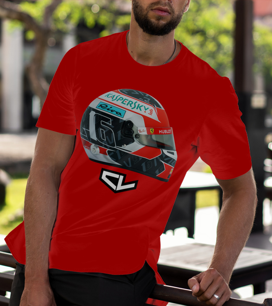 Kaspersky Riva Hublot Ferrari F1 Helmet CL Charles Leclerc 16 T-Shirt