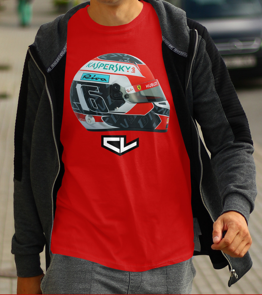 Kaspersky Riva Hublot Ferrari F1 Helmet CL Charles Leclerc 16 T-Shirt