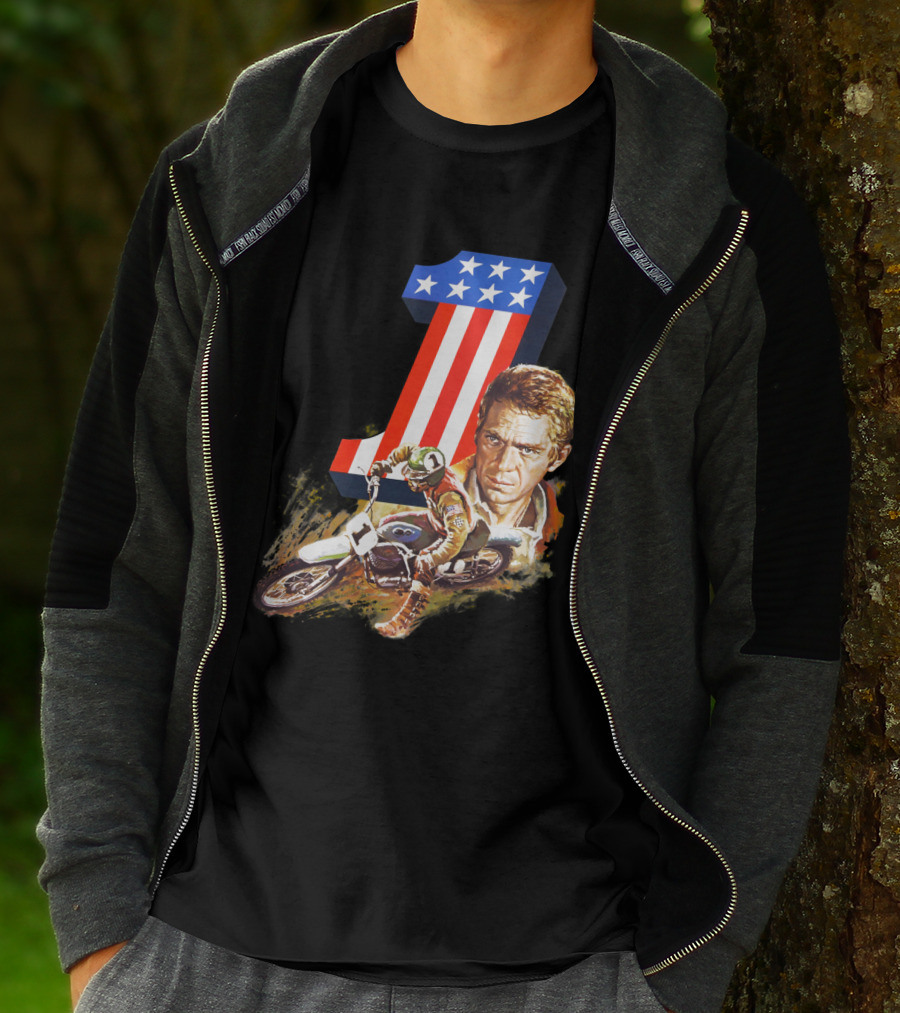 Steve McQueen Motorcycle Number One On Any Sunday T-Shirt