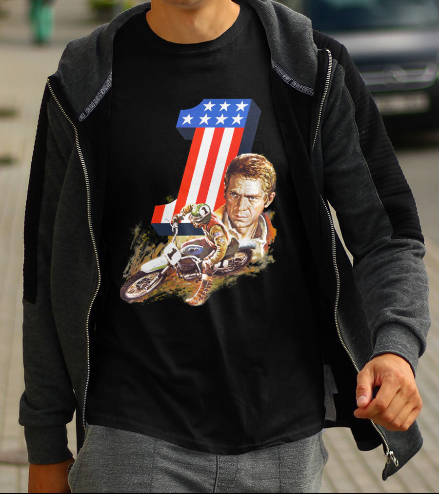 Steve McQueen Motorcycle Number One On Any Sunday T-Shirt