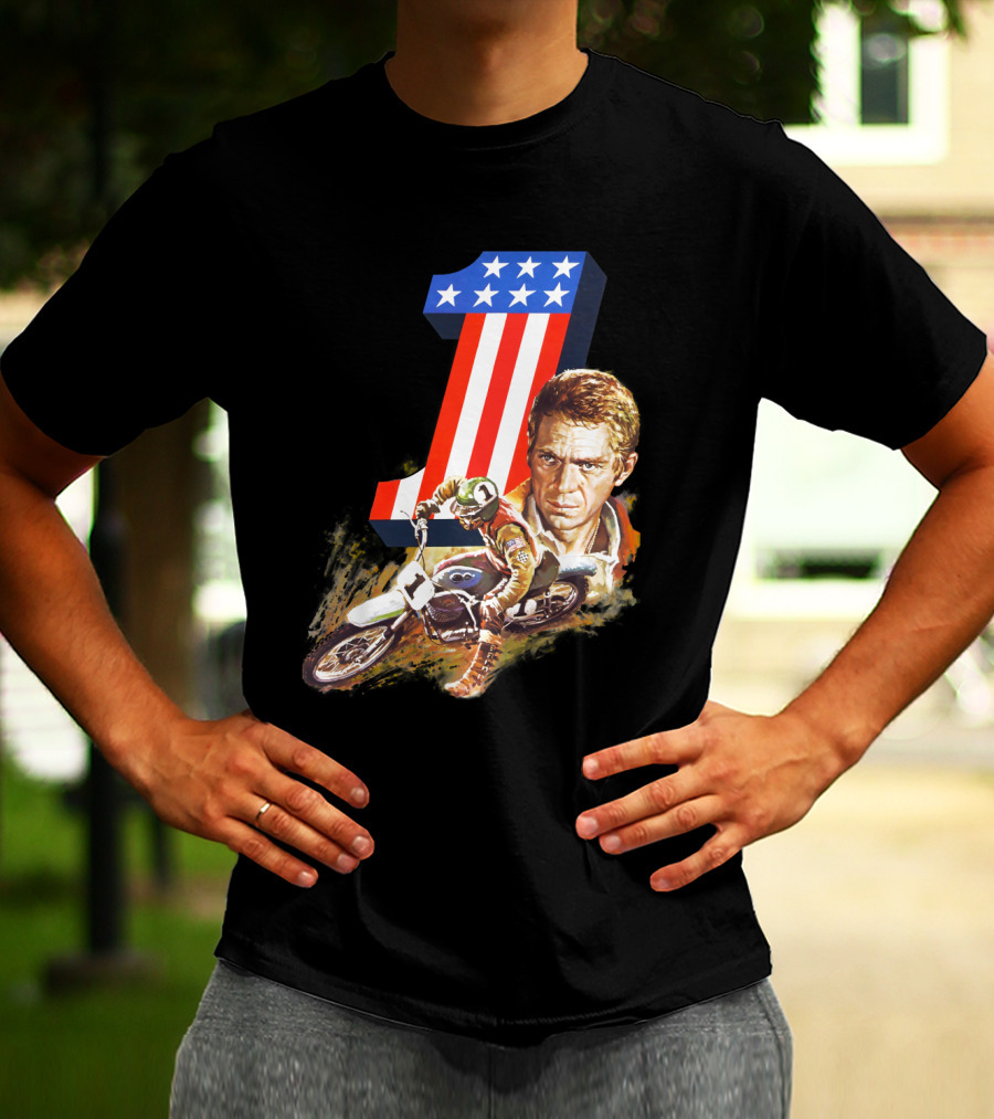 Steve McQueen Motorcycle Number One On Any Sunday T-Shirt