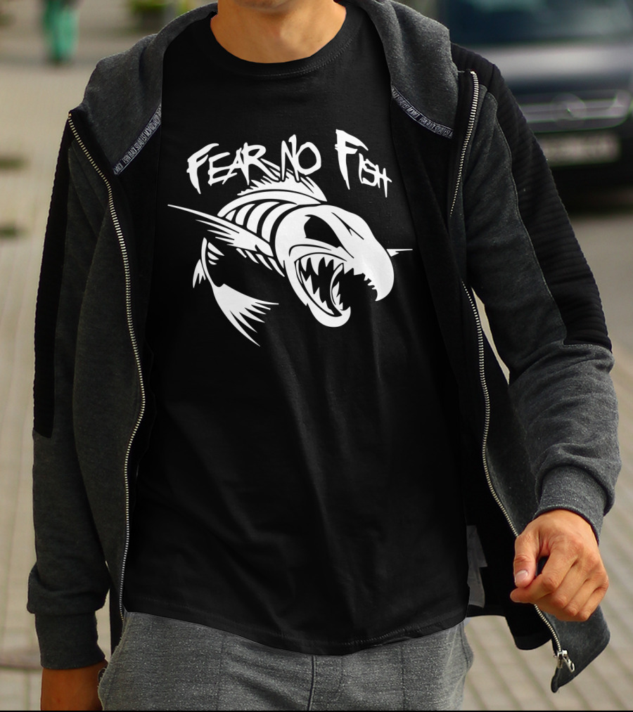 Fear No Fish Aggressive Fish Skeleton T-Shirt