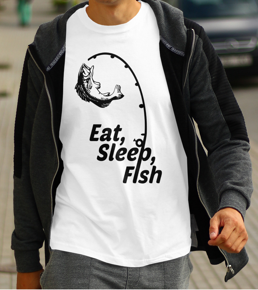 Eat Sleep Fish Fishing Rod And Jumping Fish T-Shirt