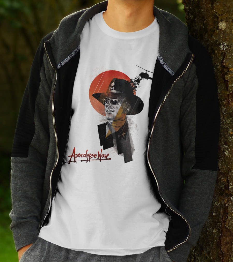 Apocalypse Now Helicopter And Soldier With Red Sun Iconography T-Shirt