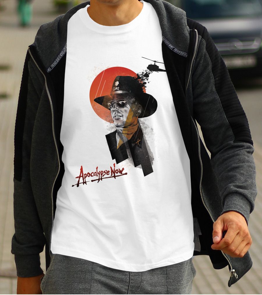 Apocalypse Now Helicopter And Soldier With Red Sun Iconography T-Shirt