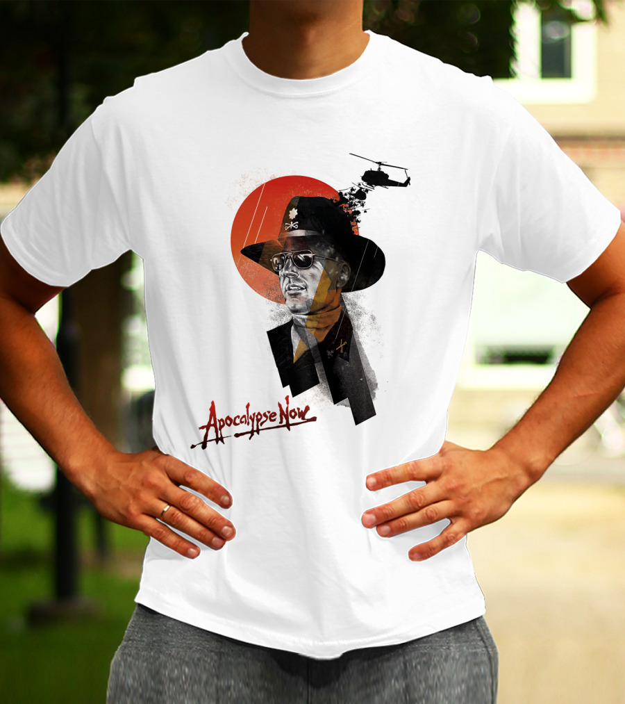 Apocalypse Now Helicopter And Soldier With Red Sun Iconography T-Shirt