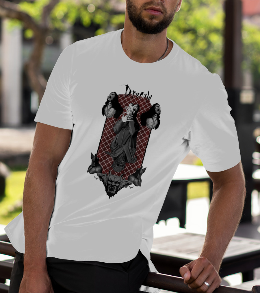 Dracula Gothic Vampires With Gothic Skull And Bats T-Shirt