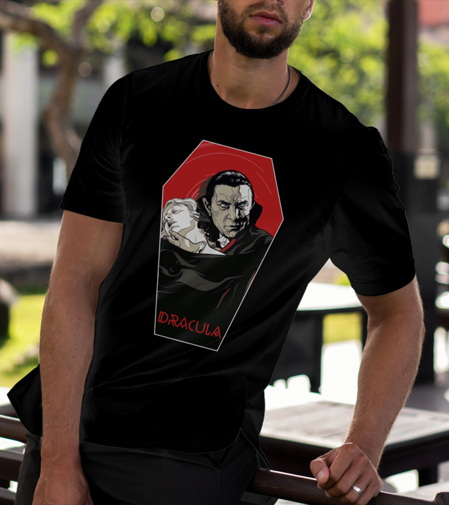 Dracula 1931 Bela Lugosi Vampire Horror Coffin Red Black Iconic Film T-Shirt