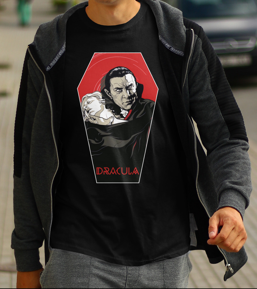 Dracula 1931 Bela Lugosi Vampire Horror Coffin Red Black Iconic Film T-Shirt