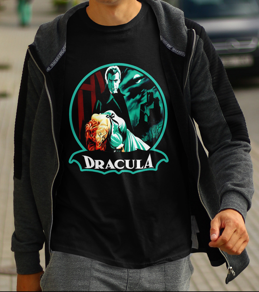 Dracula Bela Lugosi Vintage Horror Gothic Castle Dark Moonlit Night T-Shirt