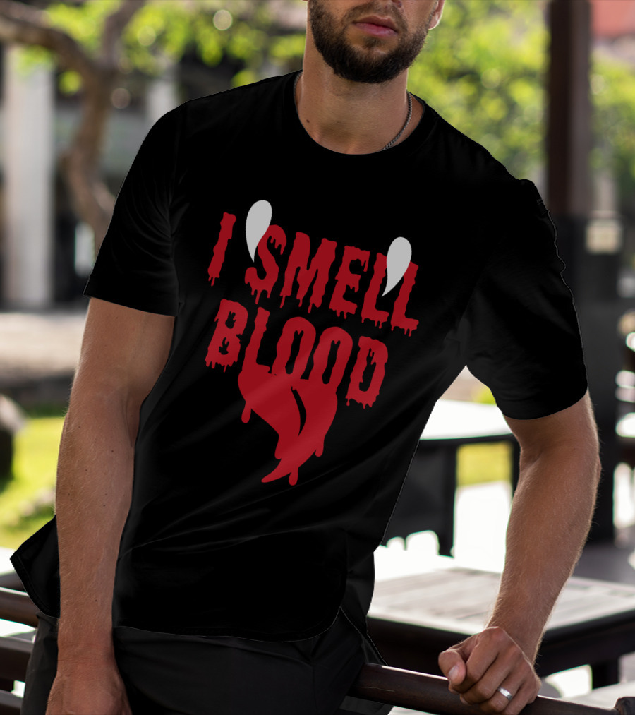 Halloween Vampire I Smell Blood Dripping Fangs T-Shirt