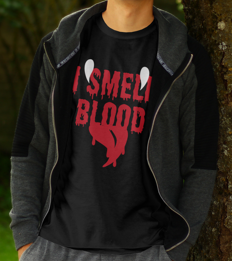 Halloween Vampire I Smell Blood Dripping Fangs T-Shirt