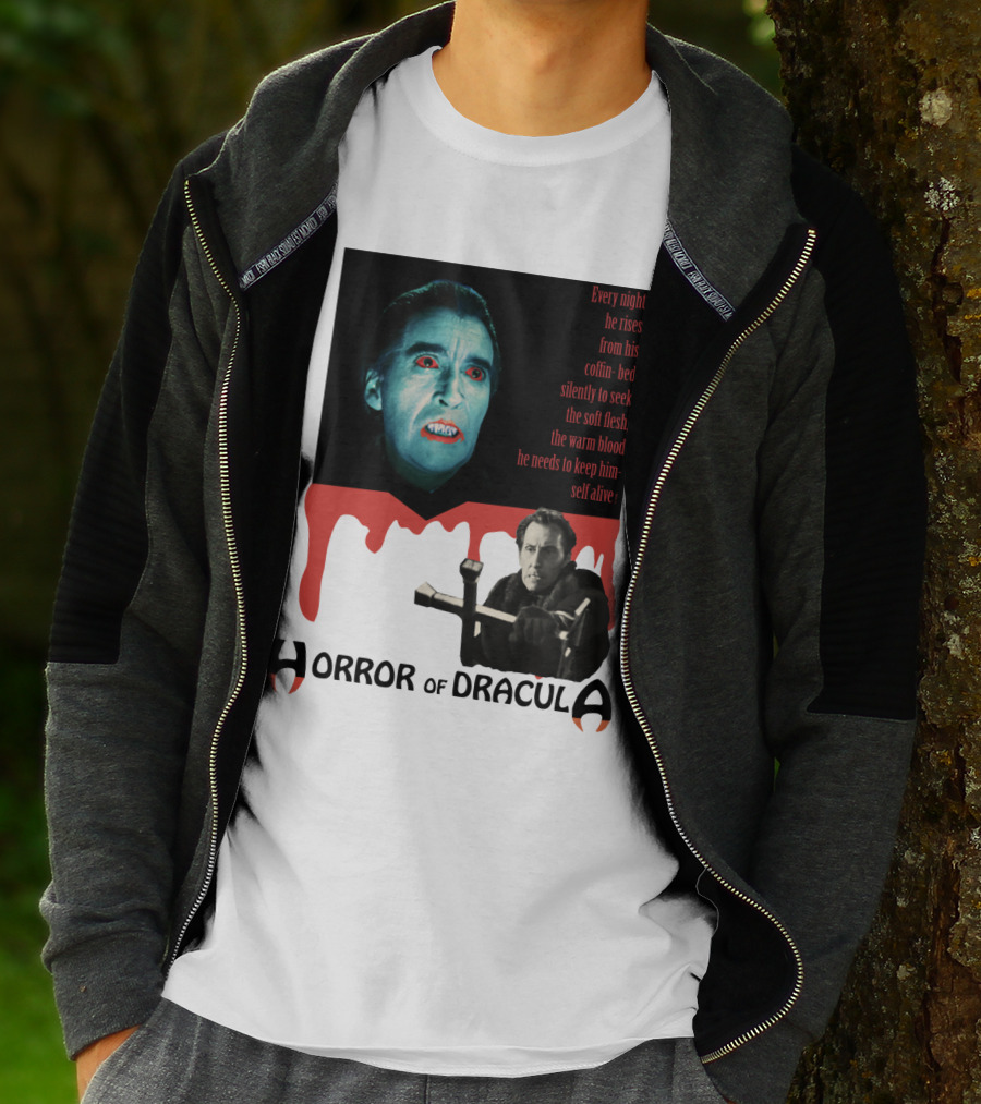 Every Night He Rises From His Coffin-Bed To Seek Blood Horror Of Dracula T-Shirt