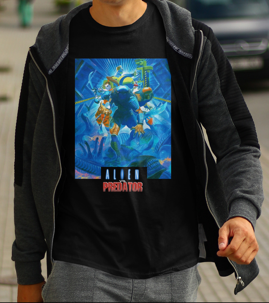 Alien Vs. Predator Retro Video Game Cover T-Shirt