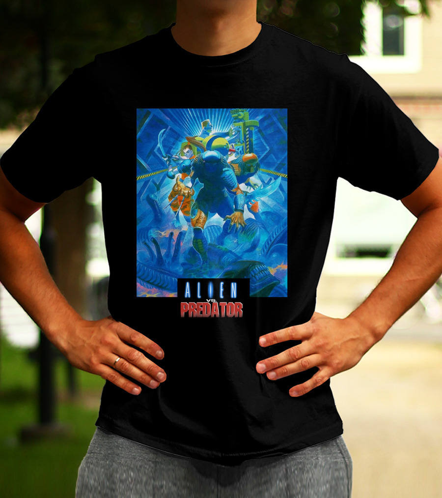 Alien Vs. Predator Retro Video Game Cover T-Shirt