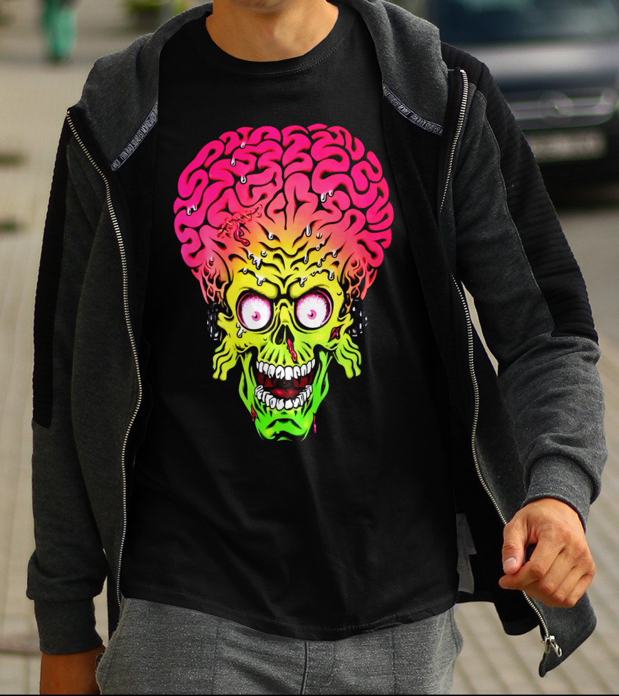 Mars Attacks Alien Brain Zombie Head T-Shirt