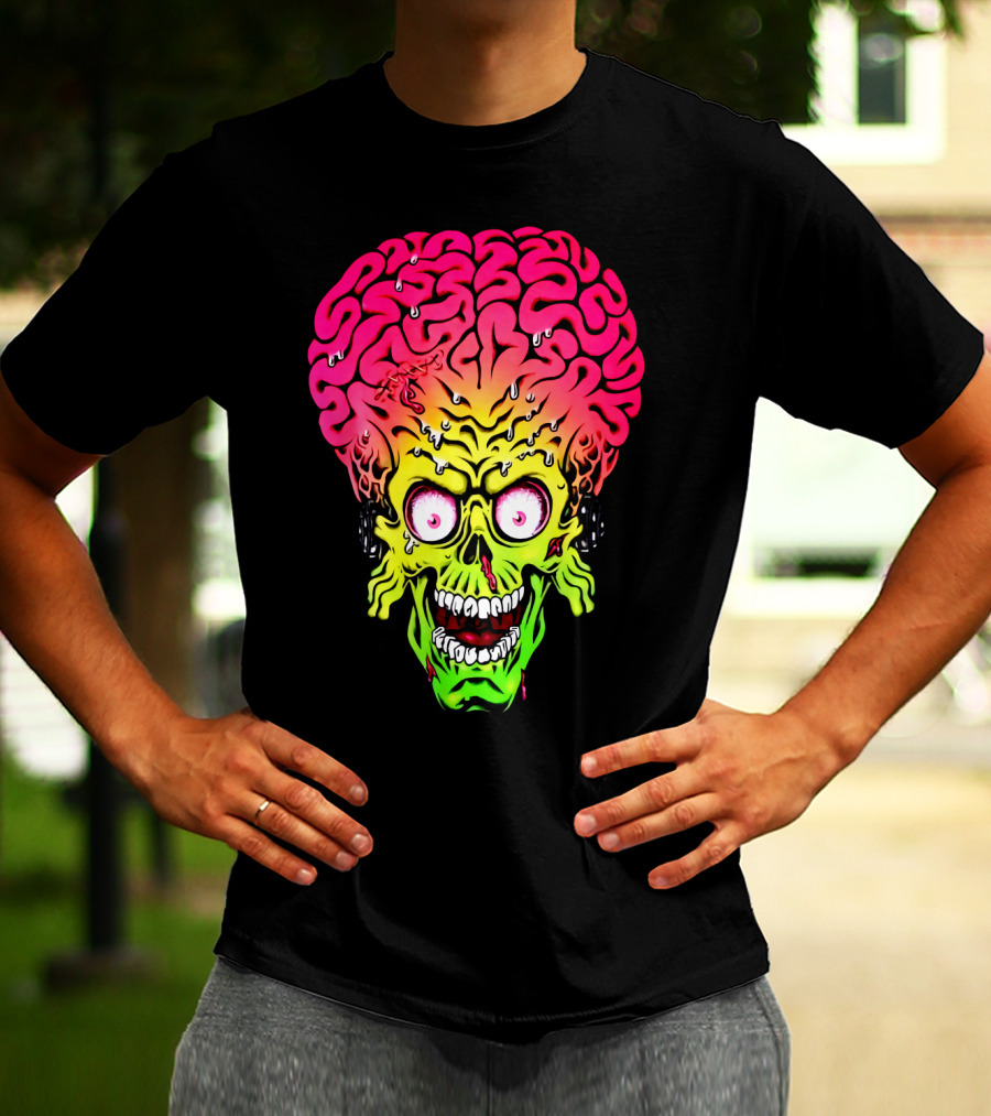 Mars Attacks Alien Brain Zombie Head T-Shirt