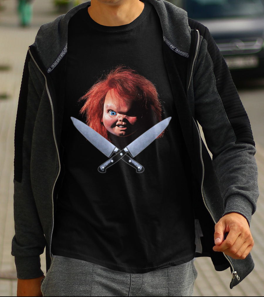 Chucky Doll With Crossed Knives From Child's Play T-Shirt