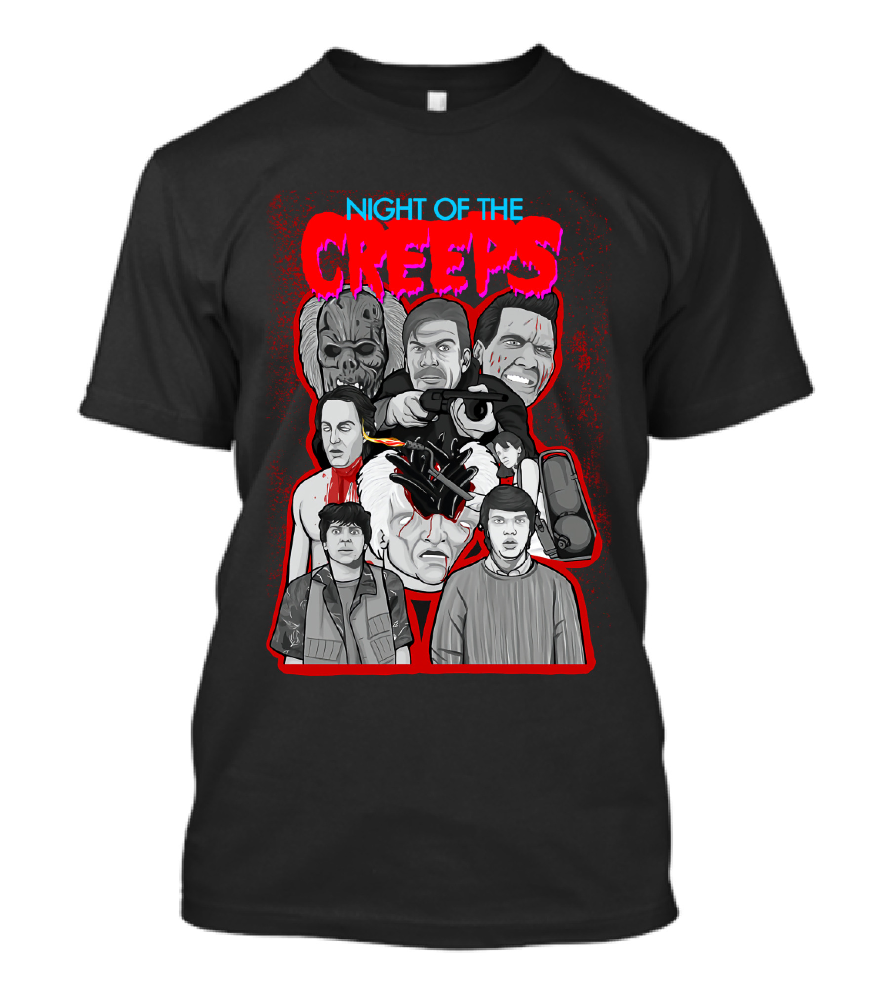 Night Of The Creeps Horror Movie Characters And Weaponry T-Shirt