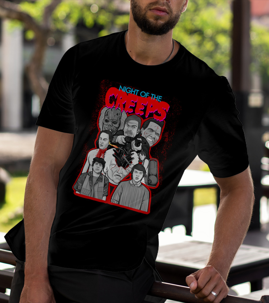 Night Of The Creeps Horror Movie Characters And Weaponry T-Shirt