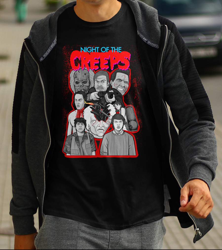Night Of The Creeps Horror Movie Characters And Weaponry T-Shirt