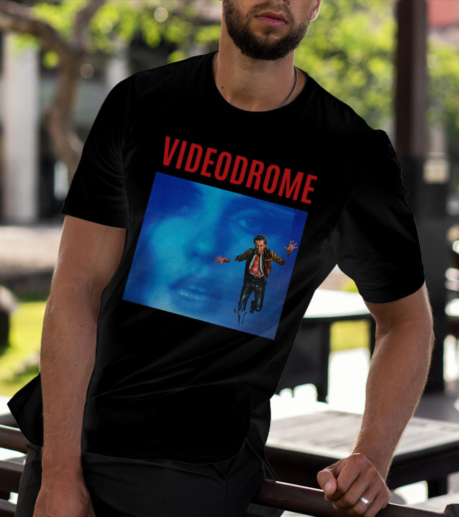 Videodrome Blue Screen Face And Man Jumping T-Shirt