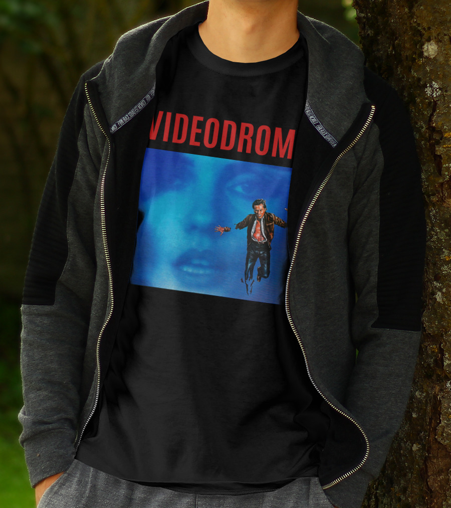 Videodrome Blue Screen Face And Man Jumping T-Shirt
